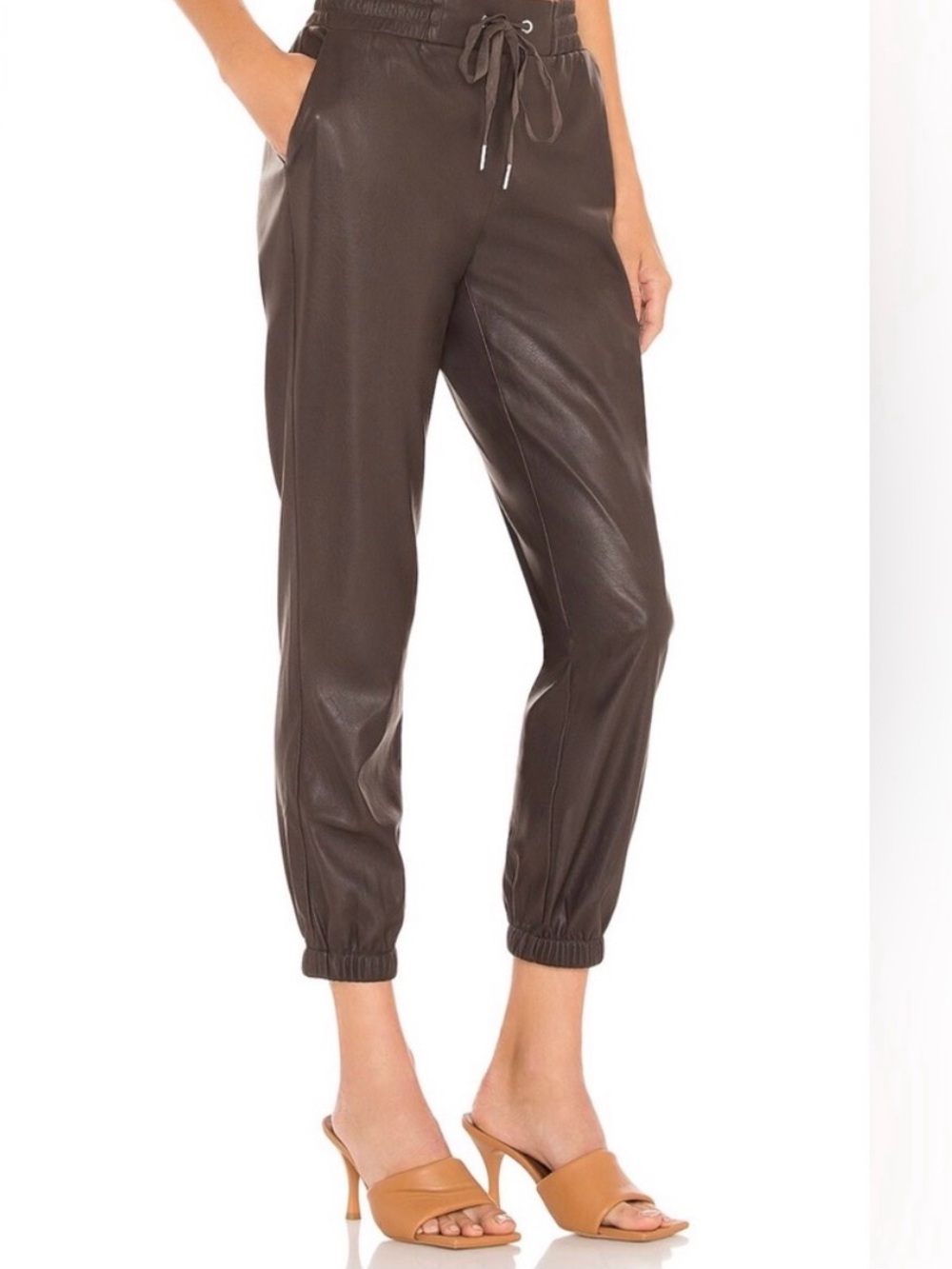 n:PHILANTHROPY Dark Brown Vegan Leather Jogger Pants